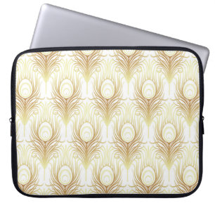 Art deco style geometric seamless pattern in black laptop sleeve