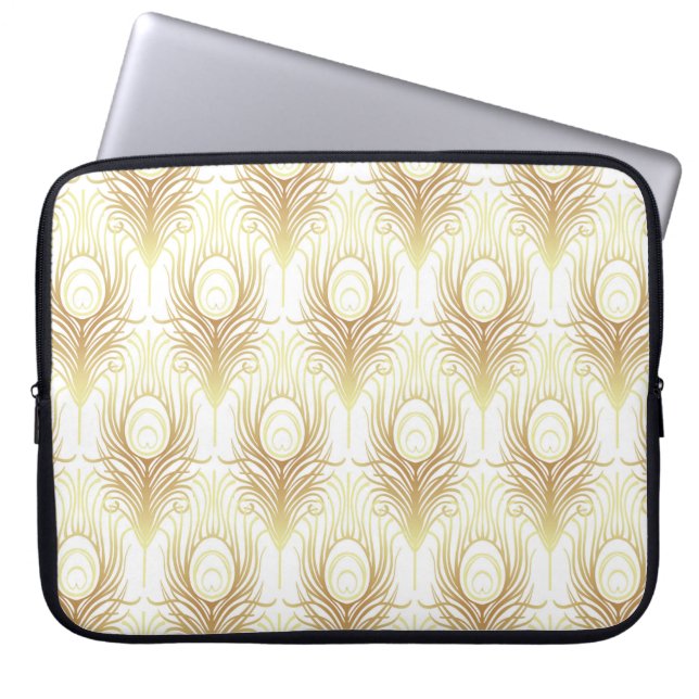 Art deco style geometric seamless pattern in black laptop sleeve (Front)