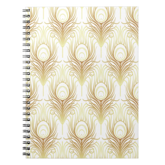 Art deco style geometric seamless pattern in black notebook (Front)