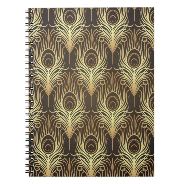 Art deco style geometric seamless pattern in black notebook (Front)