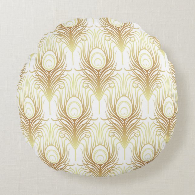 Art deco style geometric seamless pattern in black round cushion (Front)