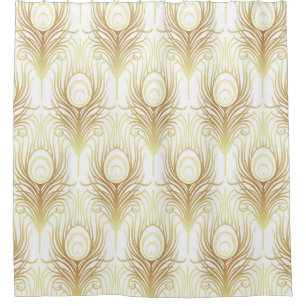 Art deco style geometric seamless pattern in black shower curtain