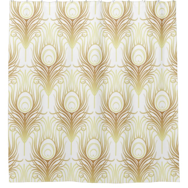 Art deco style geometric seamless pattern in black shower curtain (Front)