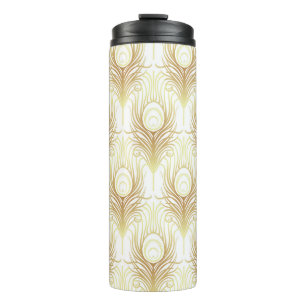 Art deco style geometric seamless pattern in black thermal tumbler