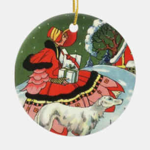 Art Deco Style Girl Christmas Art Ornament