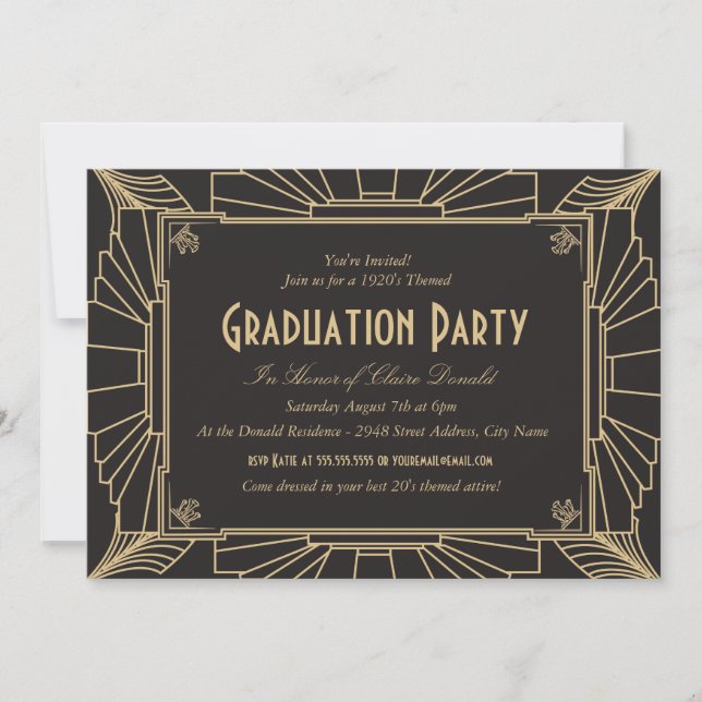 Art Deco Style Graduation Party Invitation (Front)