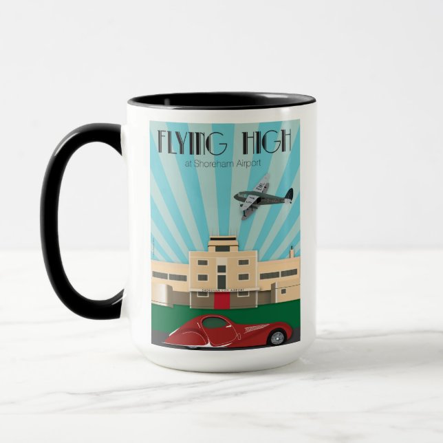 Art Deco style mug featuring Shoreham Airport (Left)