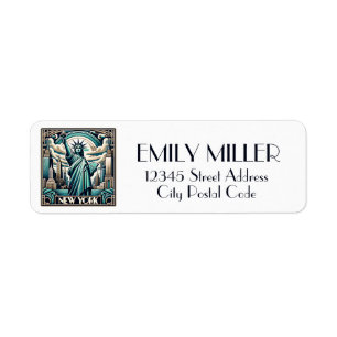 Art Deco style New York illustration Return Address Label