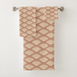 Art Deco style pattern in rose colour Bath Towel Set