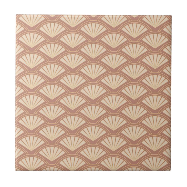Art Deco style pattern in rose colour Ceramic Tile (Front)