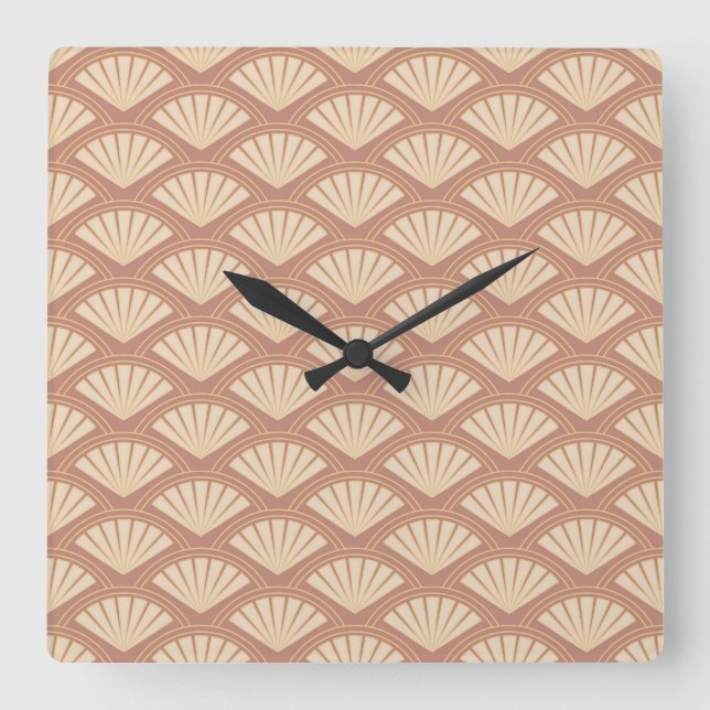 Art Deco style pattern in rose colour  Square Wall Clock (Front)