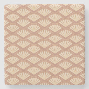 Art Deco style pattern in rose colour Stone Coaster