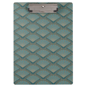 Art Deco style pattern in teal blue colour Clipboard