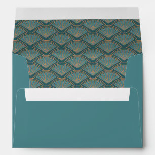 Art Deco style pattern in teal blue colour Envelope