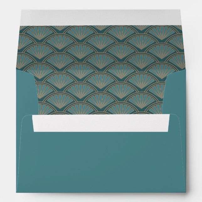 Art Deco style pattern in teal blue colour Envelope (Back (Bottom))