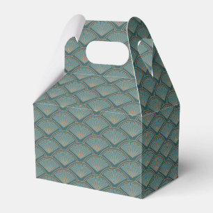 Art Deco style pattern in teal blue colour Favour Box
