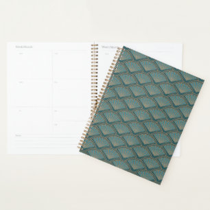 Art Deco style pattern in teal blue colour Planner