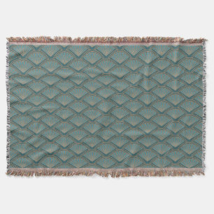 Art Deco style pattern in teal blue colour Throw Blanket