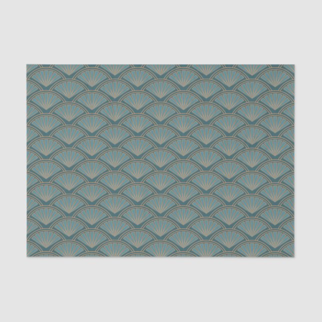 Art Deco style pattern in teal blue colour Tissue Paper (Front)