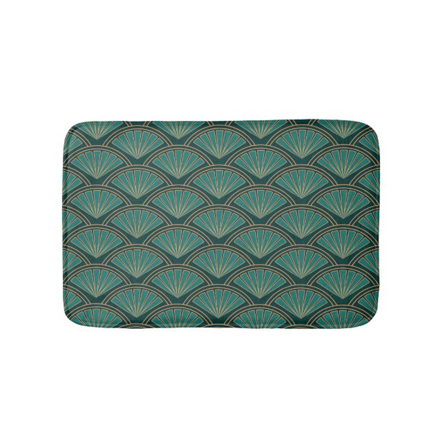 Art Deco style pattern in teal green colour Bath Mat (Front)