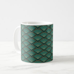 Art Deco style pattern in teal green colour Coffee Mug
