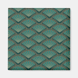 Art Deco style pattern in teal green colour Magnet