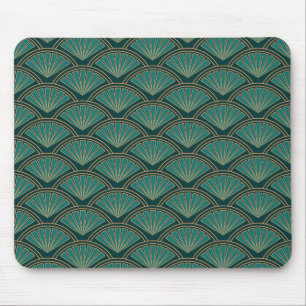 Art Deco style pattern in teal green colour  Mouse Pad