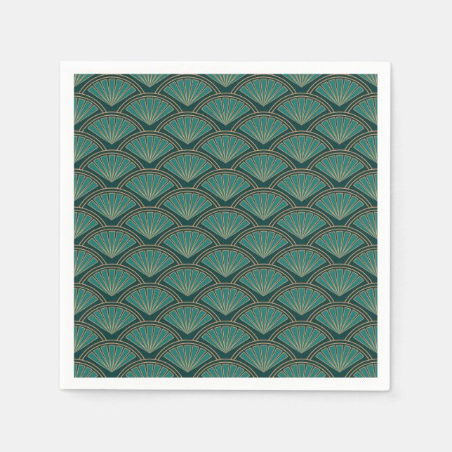 Art Deco style pattern in teal green colour Napkin (Front)