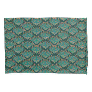 Art Deco style pattern in teal green colour Pillowcase