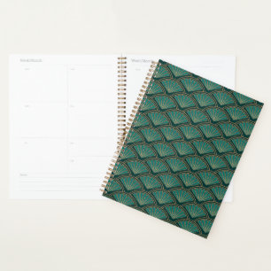 Art Deco style pattern in teal green colour Planner