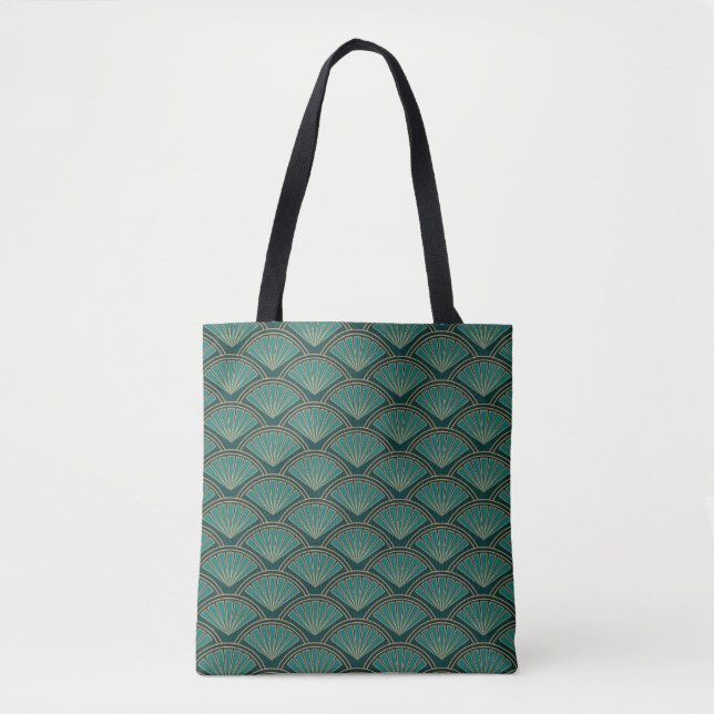 Art Deco style pattern in teal green colour  Tote Bag (Front)