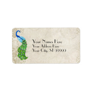 Art Deco Style Peacock Baroque Matching Shipping Label