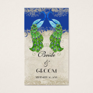 Art Deco Style Peacock Royal Blue Favour Gift Tags