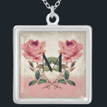 Art Deco Style Peacock Vintage Lace Silver Plated Necklace<br><div class="desc">COLOR PALETTE: rose, cream, tan, aqua blue, royal blue, green purple and gold. DESIGN COLLECTION: Beautiful to use for bridesmaid, maid of honour and other wedding party jewellery. This artwork is a mix of brand new watercolors by Audrey Jeanne Roberts and layers of vintage art elements including:Carved etched printer's ornament...</div>