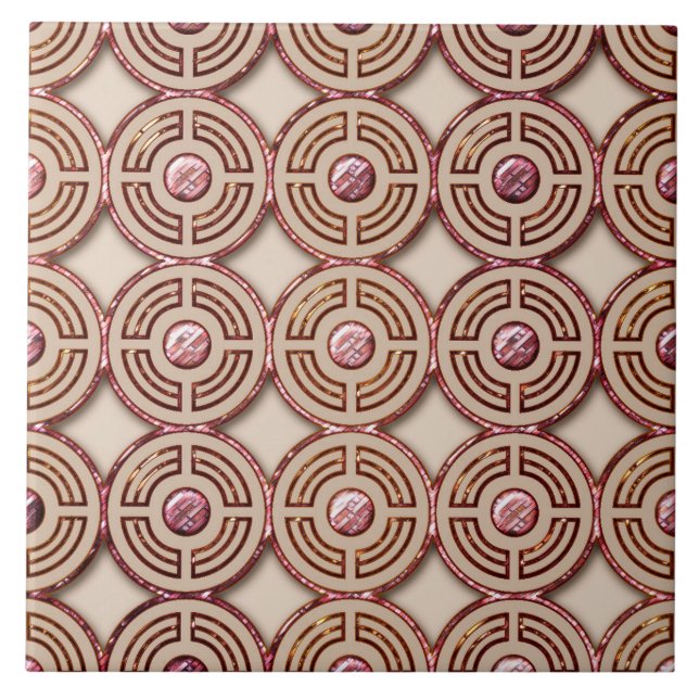 Art Deco Style (Pink and gold) Ceramic Ceramic Tile (Front)