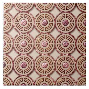 Art Deco Style (Pink and gold) Ceramic Tile