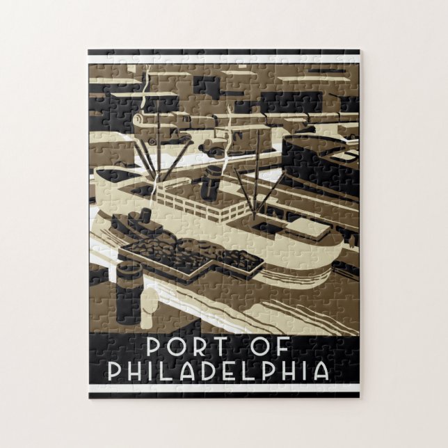 Art Deco style Port of Philadelpia Jigsaw Puzzle (Vertical)