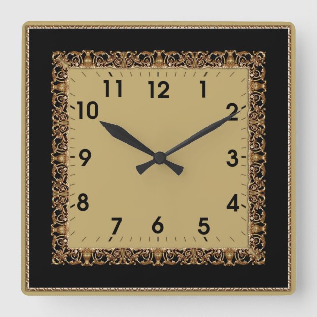 Art Deco style Square Wall Clock (Front)