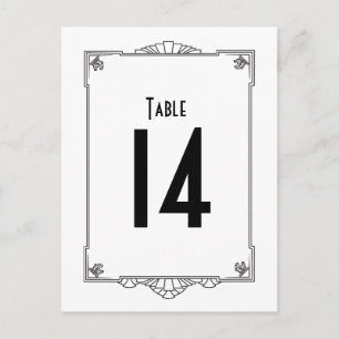 Art Deco Style Table Numbers Postcard