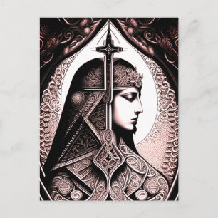 Art Deco Style Warrior Woman Postcard