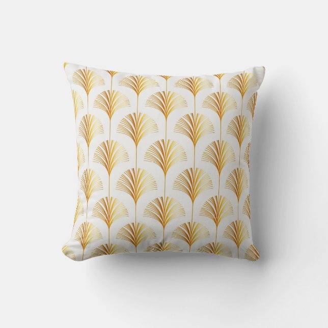 Art Deco Style White and Gold Cushion (Front)