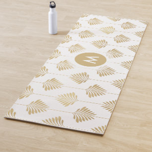 Art-Deco Stylised leafs Pattern Yoga Mat