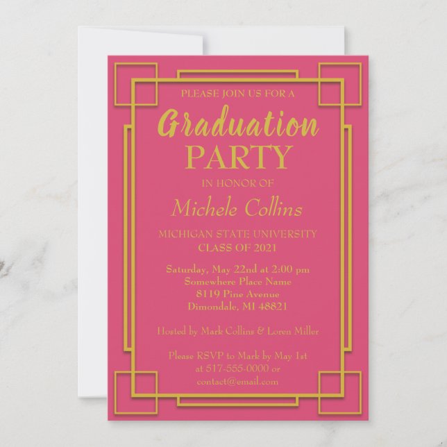 Art Deco Stylish Gold Border Invitation (Front)