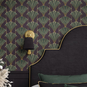 Art Deco Stylish Green and Gold  Wallpaper