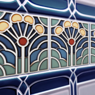 Art Deco Stylized Sunburst Tree Tile