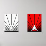 Art deco sun<br><div class="desc">A classic art deco style sun pattern created in black and white and red. 

An iconic pattern of the sun rising from behind a stylised art deco shaped building. A simple yet elegant design,  true to the era.</div>