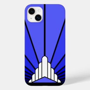 Art deco sun blue Case-Mate iPhone 14 plus case