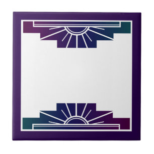 Art deco sun element in dark colours ceramic tile