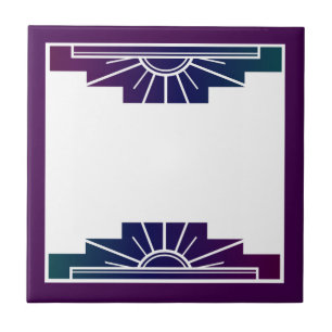 Art deco sun element in dark colours ceramic tile