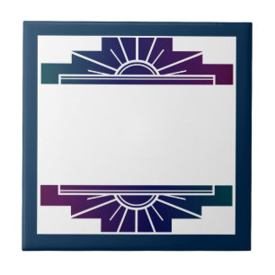 Art deco sun element in dark colours ceramic tile